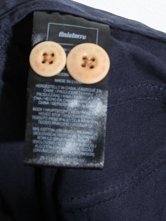 Finisterre Koerner Organic Cotton Trouser Pant Navy Blue Slim Size W32 x L32 - Picture 15 of 16